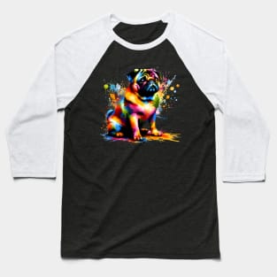 Artistic Colorful Splash Interpretation of Sitting Pug Baseball T-Shirt